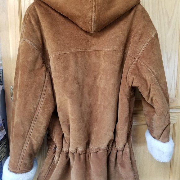 Suede leather faux shearling jacket - Picture 2 of 3